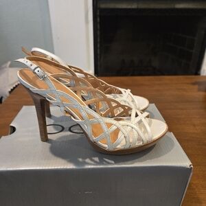 Elegant White Strappy Heeled Sandals